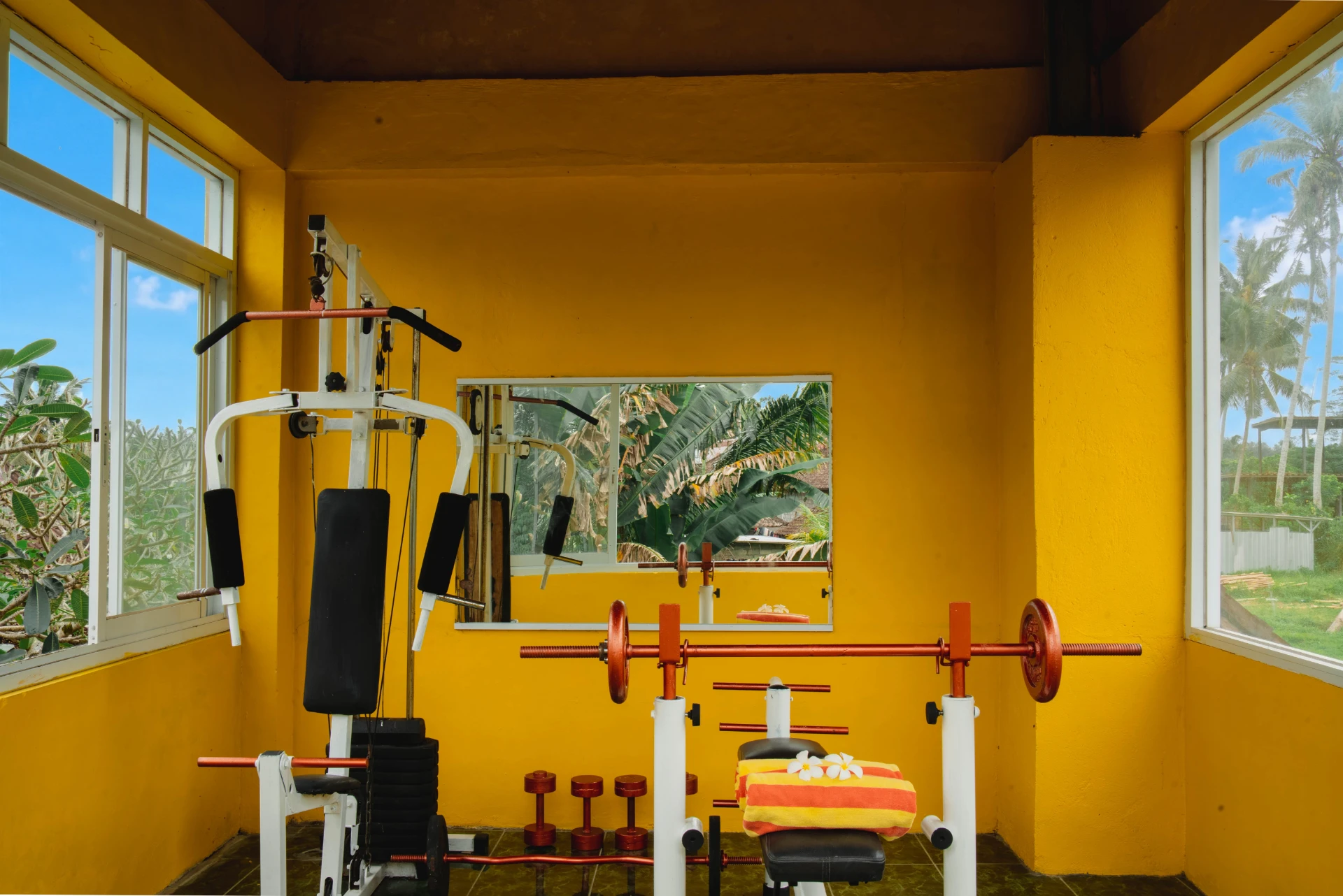 bench press at black iron gym in tanah merah art resort